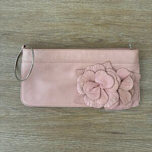 Junior Drake pink leather flower clutch